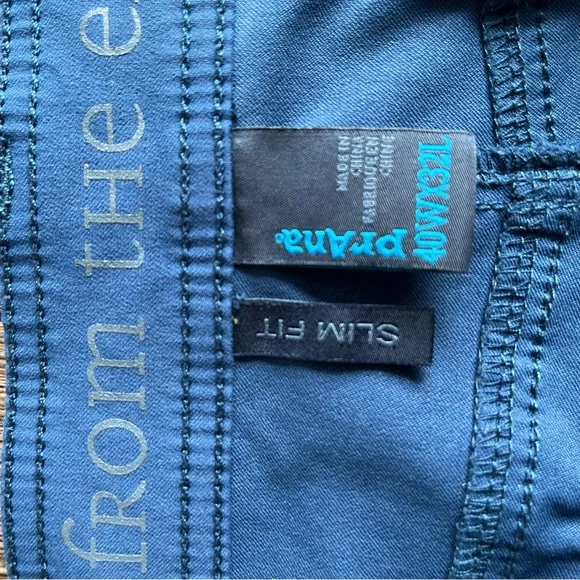 PrAna Brion pant II blue stretch nylon outdoor hiking athletic pants 40x32 - Picture 3 of 11